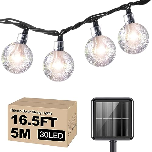 Ribech Solar String Lights Outdoor Globe Fairy Lights Waterproof Solar Patio Outdoor Hanging Lights Decorative Christmas Lights for Home Party Garden Wedding (5M 30LED, Yellow) von Ribech