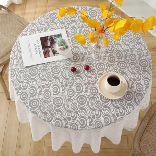 Tischdecke Rund Spitze Vintage Boho 100cm Weiß Blumen Muster Tischtuch Spitzenoptik Runde Tischwäsche Retro Weißer Tisch Dekor Hochzeit Party von Ricemru