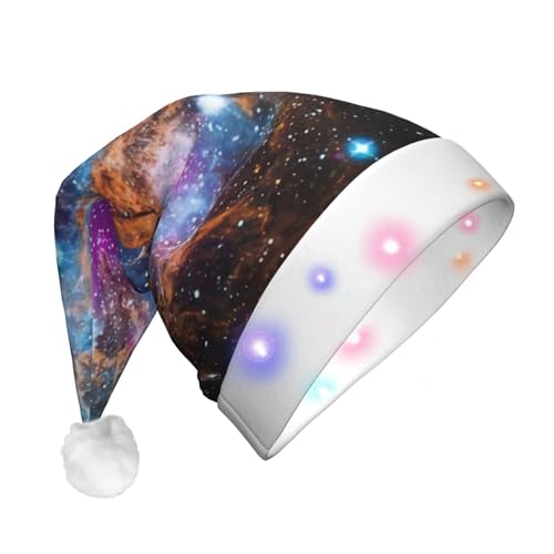 Rich&Rabbit Universum Galaxy Weltraumdruck LED Weihnachtsmütze Erwachsene Nikolausmütze Weihnachten Neujahr Festlich Urlaub Party Supplies von Rich&Rabbit