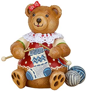 Richard Glässer Seiffen Hubrig Teddy Mini Strickliesel - 7 cm von Richard Glässer Seiffen