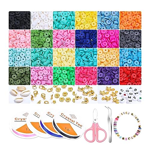 Richeyty Polymer-Ton-Regenbogen-Flachchip-Perlen für Armbänder, Schmuck, Ohrringe, DIY-Herstellungsset für Mädchen, Geschenk, Kinder von Richeyty
