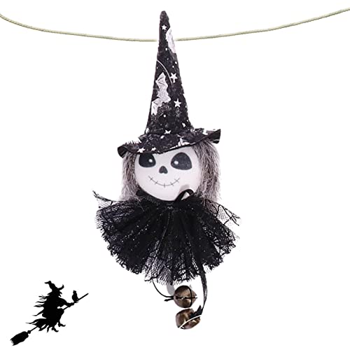 4 Stück Halloween-Ornamente, hängende Figur – Ornament zum Aufhängen, entzückende Hexe, Kürbis, Geist, Puppe | Baum-Dekoration für Halloween-Par, für Türfenster von Richolyn