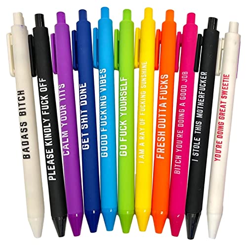 Richolyn 11-teiliges Kugelschreiber-Set, bunt, mit inspirierenden Zitaten, schwarze Tinte, Motivationsstift, für Büro, Schule, Schreiben von Richolyn