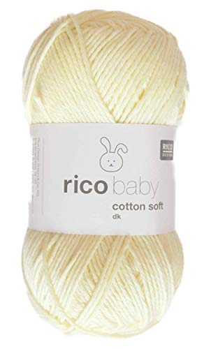 Rico Baby Cotton Soft dk Farbe 71 pastellgelb, weiche Babywolle, Baumwollmischgarn zum Stricken & Häkeln von theofeel