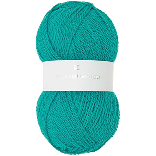 Rico creative Soft Wool Aran Farbe 29 petrol, 100g weiche, pflegeleichte Wolle petrol zum Stricken und Häkeln, für Nadelstärke 5 mm von theofeel