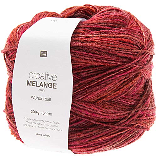 Rico Design Creative Melange Aran Wonderball, Farbverlaufswolle Nadelstärke zum Stricken oder Häkeln, Wolle 200g Knäuel (005, 200) von Rico Design