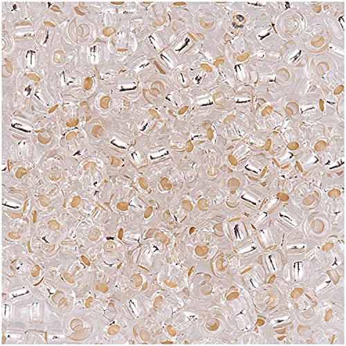 17g itoshii beads (Rocailles),- 2,6 mm - Farbe 28 - transparent Einzug Silber von Rico Design