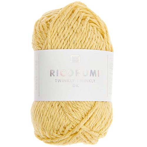 25g Ricorumi -Twinkly Twinkly - Farbe: 05 - gelb/ gold - feine Baumwolle zum Häkeln von Amigurumi-Figuren mit Glitzer-Effekt von Rico Design