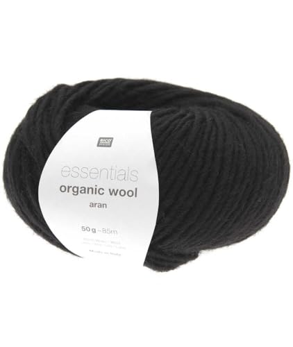 50g essential organic wool - Farbe: 6 - schwarz - leichtes weiches Flammgarn für Winterstrick von Rico Design