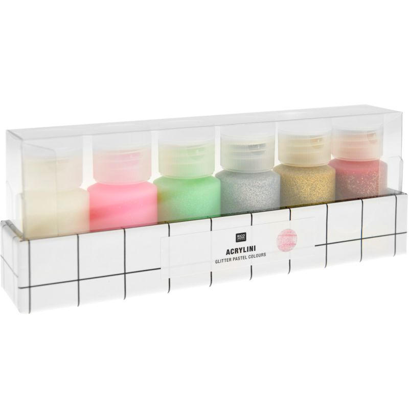 Acrylini Acrylfarben Set Glitter Pastel Colours von Rico Design