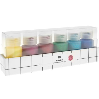 Acrylini Acrylfarben Set Glitter Rainbow Colours von Rico Design