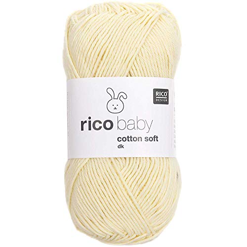 Babywolle pastell gelb Rico Baby Cotton Soft Dk | weich und pflegeleicht | Baumwollmischgarn zum Stricken und Häkeln (071 pastellgelb) von Rico Design