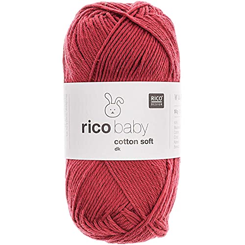 Babywolle rot Rico Baby Cotton Soft Dk | weich und pflegeleicht | Baumwollmischgarn zum Stricken und Häkeln (067 himbeere) von Rico Design