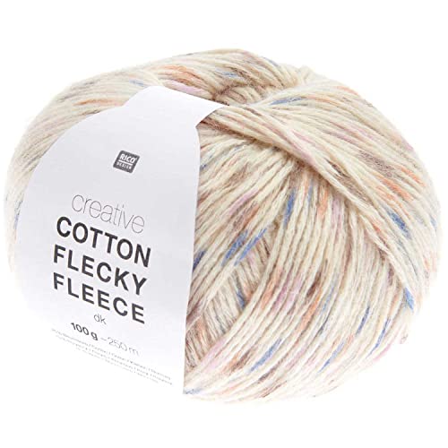 Baumwollmischgarn Rico Creative Cotton Flecky Fleece Farbe 03, bunte Wolle mit farbigen Tupfen zum Stricken oder Häkeln von Rico Design