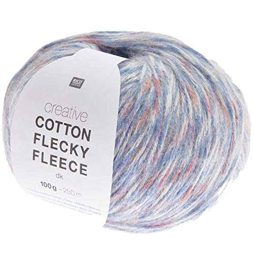 Baumwollmischgarn Rico Creative Cotton Flecky Fleece Farbe 10, bunte Wolle mit farbigen Tupfen zum Stricken oder Häkeln von Rico Design