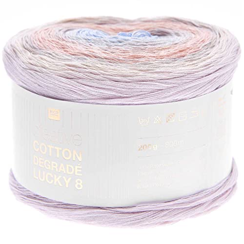 Rico Design Bobbel Farbverlauf Creative Cotton Degrade Lucky 8 marshmallow (09), 200g Farbverlaufswolle zum Häkeln oder Stricken von Rico Design