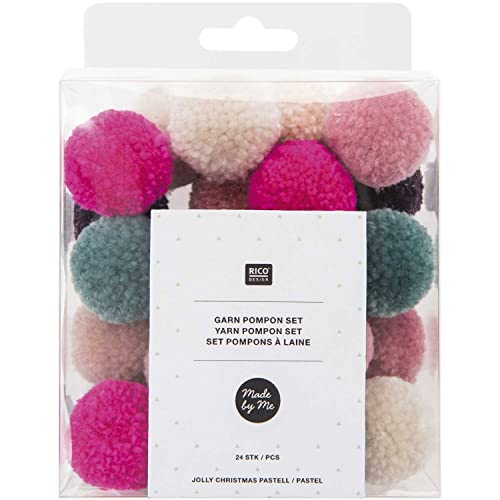 Garnpompon Jolly Xmas Pastell: 24 Pompons von Rico Design