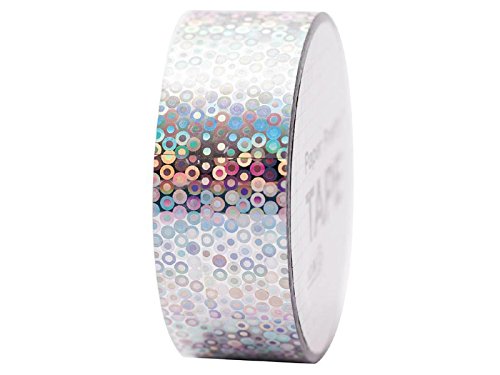 Holografisches Klebeband Glitzerband Glitzertape Tape zum Basteln 10m Kreise Silber von Rico Design