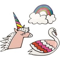 Bügelmotiv Set Einhorn-Regenbogen-Schwan 4cm von Rico Design