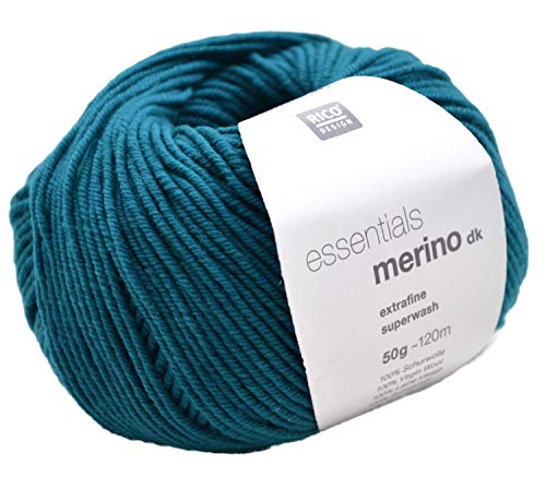 Merinowolle Rico Merino dk Fb. 30 türkis, Wolle zum Stricken & Häkeln von Rico Design