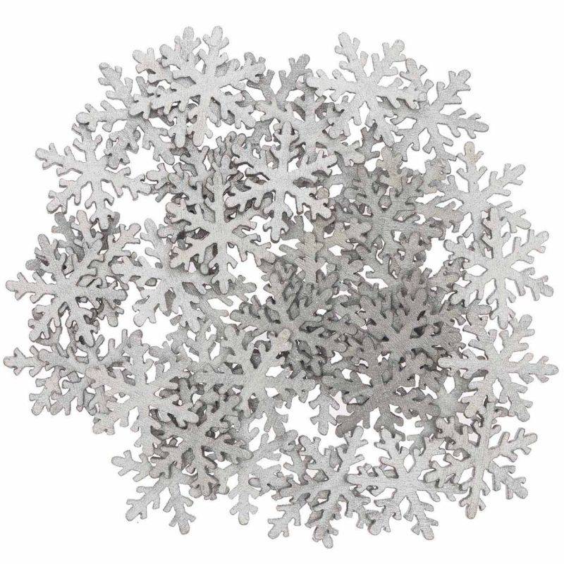 Holzstreu Schneeflocke silber 20x23mm 48 Stück von Rico Design