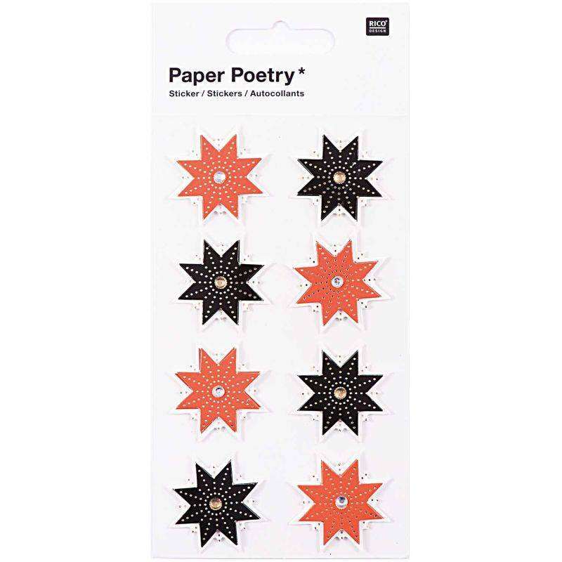 Paper Poetry 3D Sticker Sterne schwarz-rot Hot Foil von Rico Design