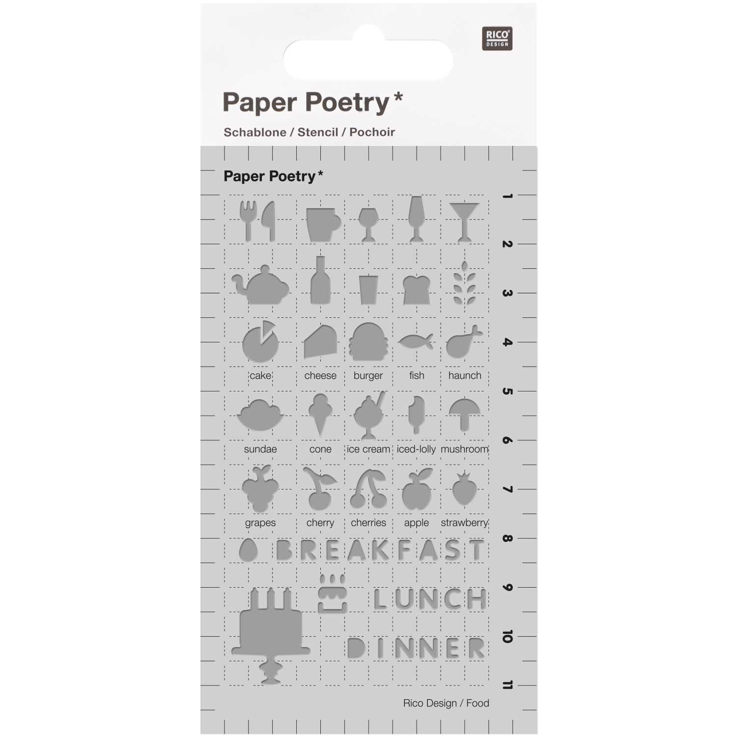 Paper Poetry Bullet Diary Schablone Food 7x12cm Paper Poetry Bullet Diary Schablone Food 7x12cm von Rico Design