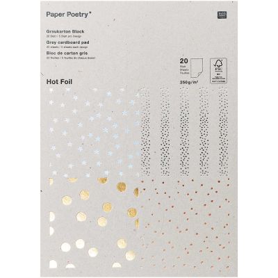 Paper Poetry Graukarton Block Hot Foil 20 Blatt 250g/m² von Rico Design