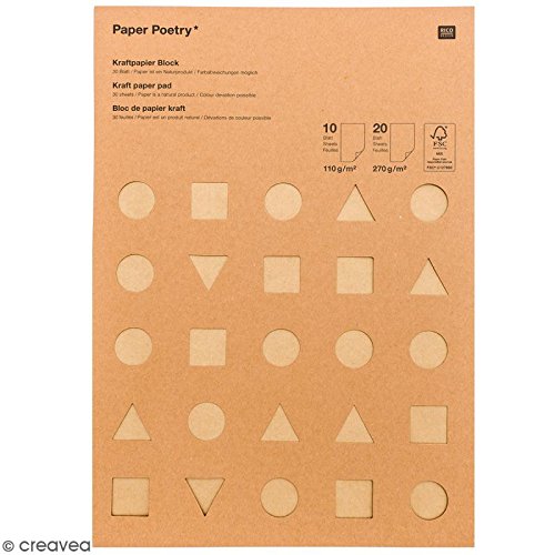 Paper Poetry - Kartenkarton A4 30 Blätter braun Bastelkarton Kraftpapier Brauntöne Block mit Kraftpapier von Rico Design