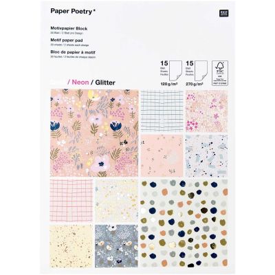 Paper Poetry Motivpapierblock Crafted Nature 30 Blatt von Rico Design