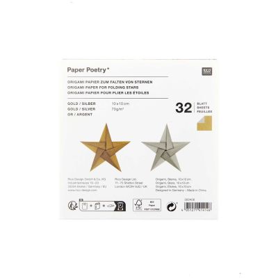 Paper Poetry Origami gold-silber 32 Blatt von Rico Design