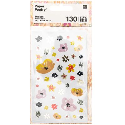 Paper Poetry Sticker Crafted Nature Blumen rosa 130 Stück von Rico Design