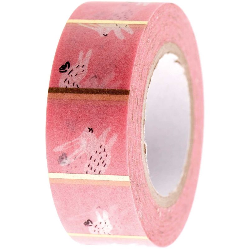 Paper Poetry Tape Bunny Hop rosa 1,5cm 10m von Rico Design