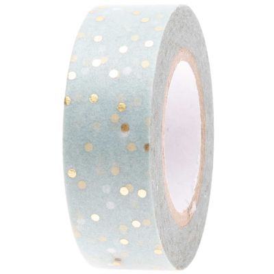 Paper Poetry Tape Punkte mint-gold 1,5cm 10m von Rico Design