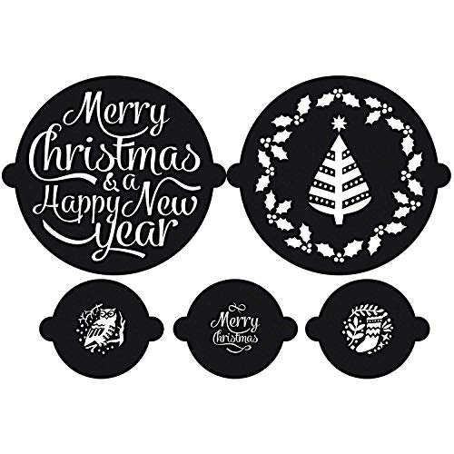 RICO DESIGN GmbH & Co. KG 5-teiliges Merry X-Mas & Happy New Year Kuchen und Cupcake Schablonen Set von Rico Design