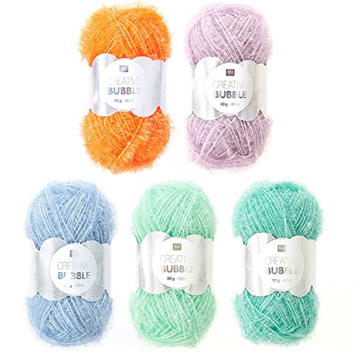 Rico Creative Bubble Schwammgarn 100% Polyester | günstig im 5er Pack kaufen | 5x50g Spülschwamm Garn Set zum Häkeln & Stricken von Rico Design