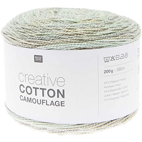 Rico Creative Cotton Camouflage 200g 580m | Bobbel Farbverlaufsgarn Baumwollmischgarn | Sommerwolle zum Stricken und Häkeln (05 misty forest) von Rico Design