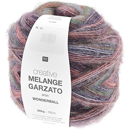 Rico Design Rico Creative Melange Garzato Aran Wonderball Farbe 11, Verlaufswolle Nadelstärke 5 mm zum Stricken oder Häkeln, Wolle 200 g Knäuel von Rico Design