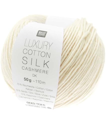 Rico Design 50g Luxury Cotton Silk Cashmere dk - Farbe 01 - creme - das Garn begeistert mit seinem gleichmäßigen Maschenbild von Rico Design