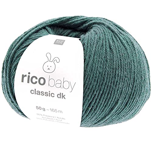 Rico Design Babywolle grün, Baby Classic dk Häkelwolle, Strickgarn, 50g, 50% Polyacryl 50% Polyamid (83 tannengrün) von Rico Design