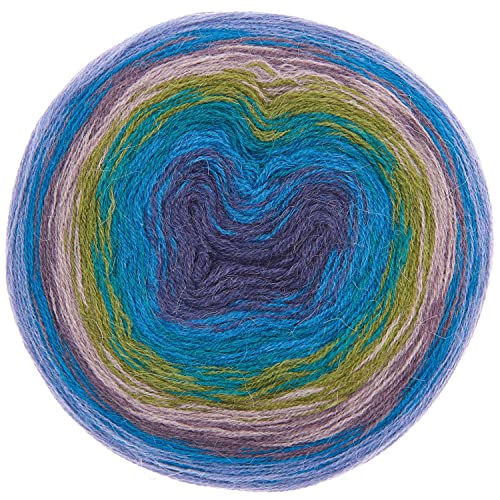 Bobbel Alpaka Wolle Farbverlauf Rico Creative Alpaca Degrade Lucky 8 aqua (7), 200g Farbverlaufswolle zum Häkeln oder Stricken von Rico Design