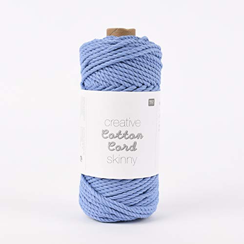 Rico Design Creative Cotton Cord Skinny Makramee Garn 190g 55m Blau Häkelgarn Strickgarn Wolle Garn zum Stricken Häkeln und Basteln DIY von Rico Design