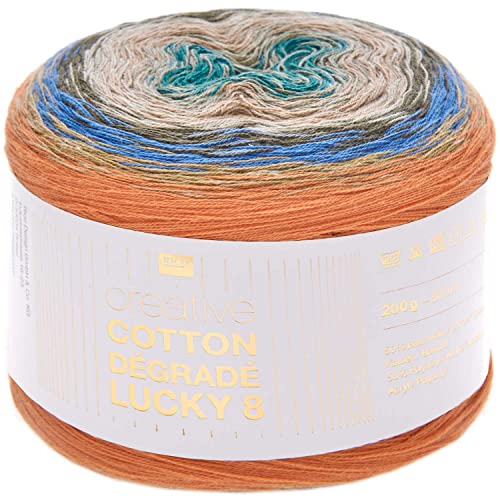 Rico Design Creative Cotton Dégradé Lucky 8, 200 g, ca. 800 m Azur-Orange (6) von Rico Design