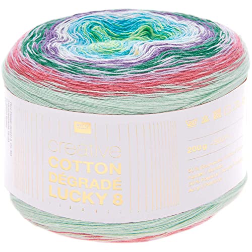 Rico Design Creative Cotton Dégradé Lucky 8, 200 g, ca. 800 m Pink-Grün (7) von Rico Design