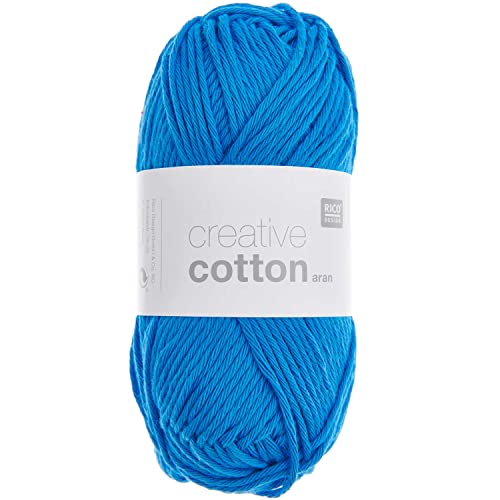 Rico Design Creative Cotton aran 50 g ca. 85 m Wolle Wollschnur Häkelwolle Häkeln Basteln Knäuel Enzian von Rico Design