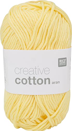 Rico Design Creative Cotton aran 50 g ca. 85 m Wolle Wollschnur Häkelwolle Häkeln Basteln Knäuel Hellgelb von Rico Design