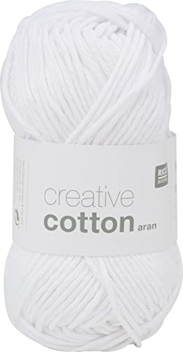 Rico Design Creative Cotton aran 50 g ca. 85 m Wolle Wollschnur Häkelwolle Häkeln Basteln Knäuel Weiß von Rico Design