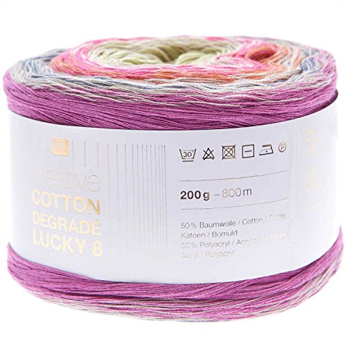 Rico Design Creative Cotton Dégradé Lucky 8, 200 g, ca. 800 m Farbe 012 von Rico Design