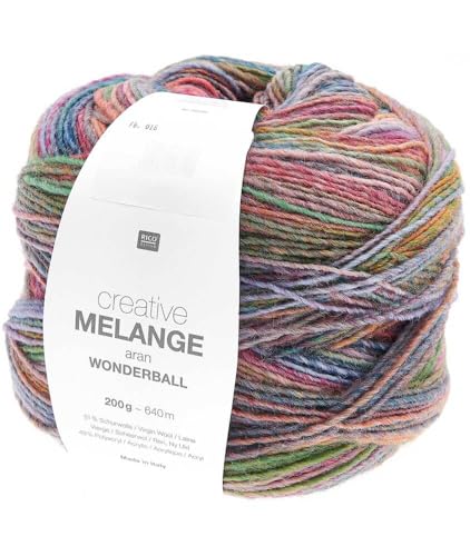 Rico Design Creative Melange Aran Wonderball lachs-petrol Farbe 18, Farbverlaufswolle Nadelstärke 5 mm zum Stricken oder Häkeln, Wolle 200g Knäuel von Rico Design