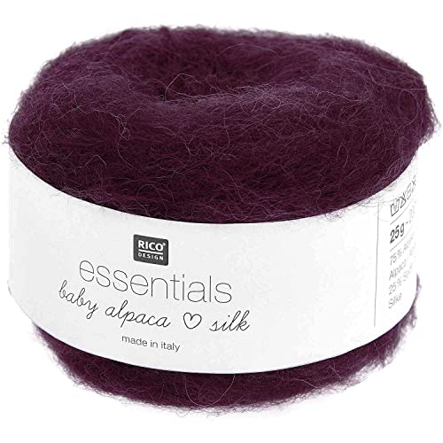 Rico Design Essentials Baby Alpaca Loves Silk 25g 200m Lacegarn Baby Alpaka und Seide Stricken und Häkeln (010 lila) von Rico Design